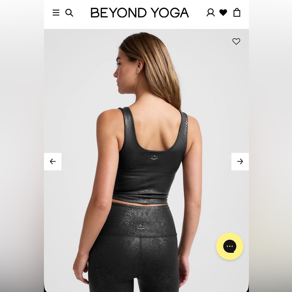 Beyond Yoga Black Faux-Snakeskin Crop Tank